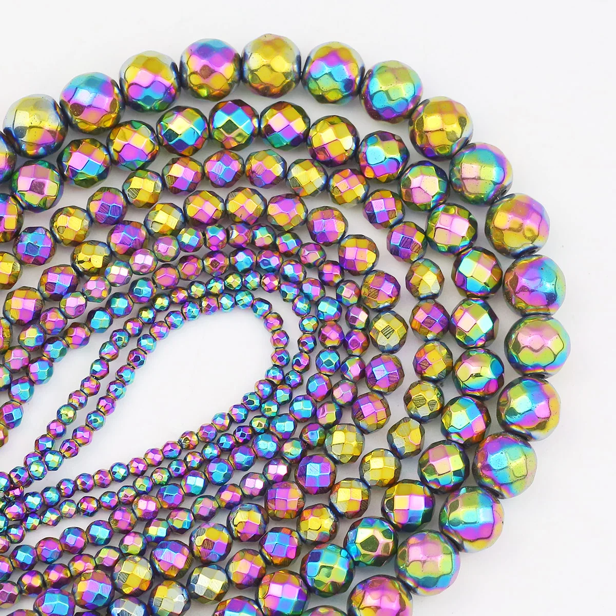 2-10 мм покрытие разноцветные круглые огранки гематит натуральный камень