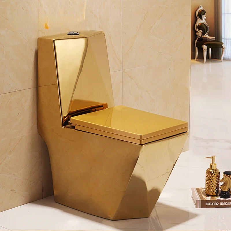 

European Style Artistic Golden One Piece Closestool Gravity Fluishing Washdown Toilet WC