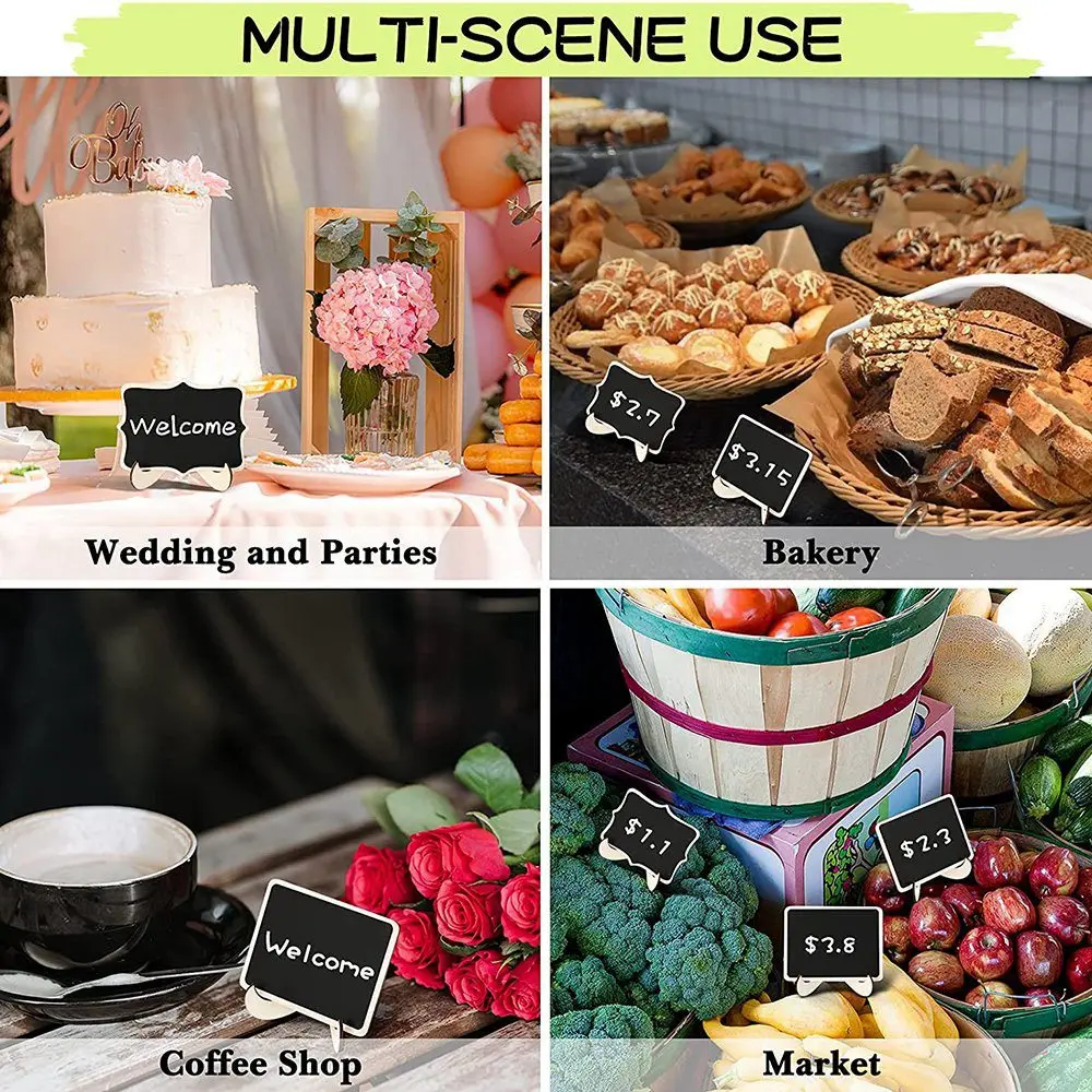 Мини-ярлыки для еды 20 штук в упаковке буфета Деревянные маленькие Меловые доски с