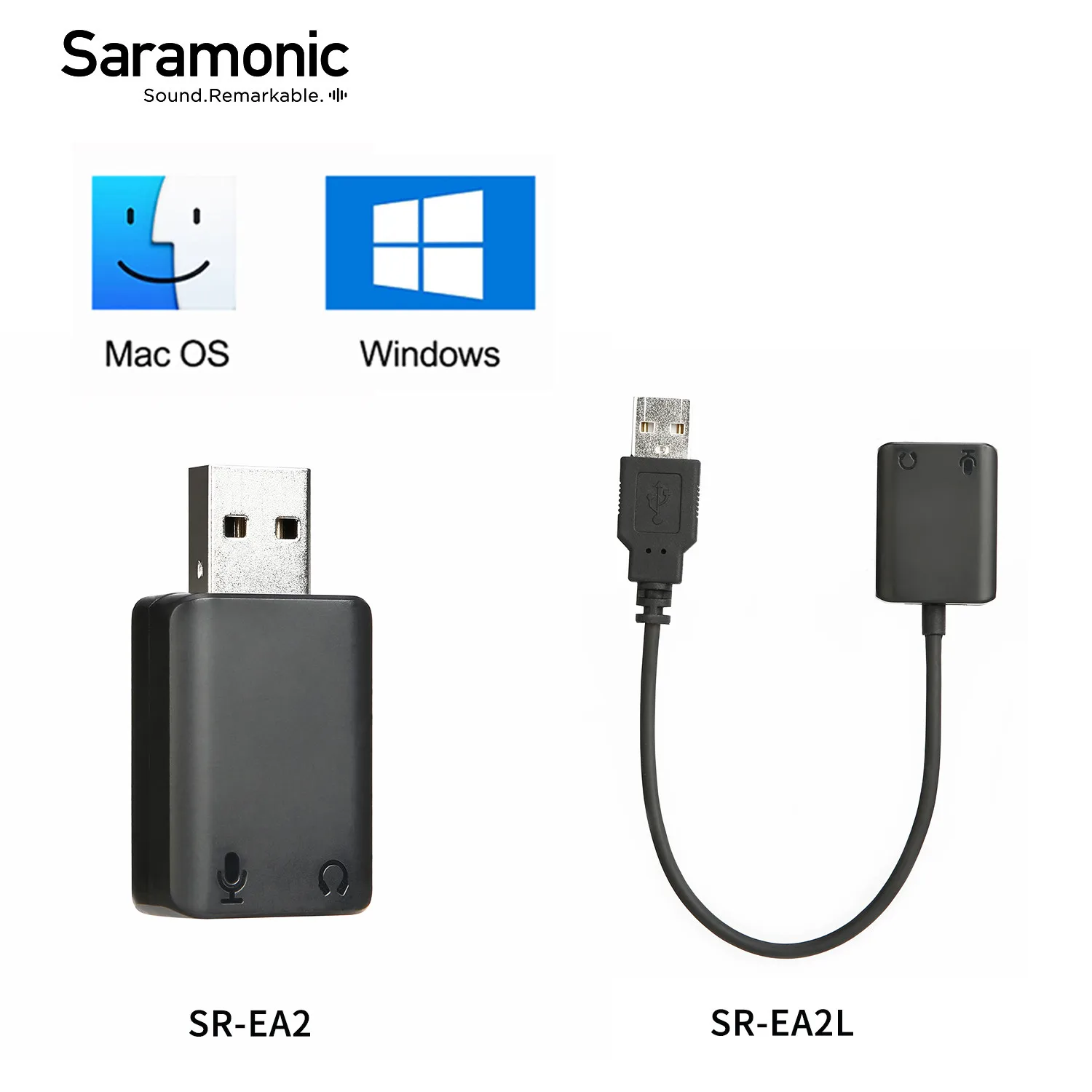 

Saramonic SR-EA2/EA2L Mini USB Sound Adapter for USB to 3.5mm Audio&Mic Adapter compatible Computers equipped with USB port