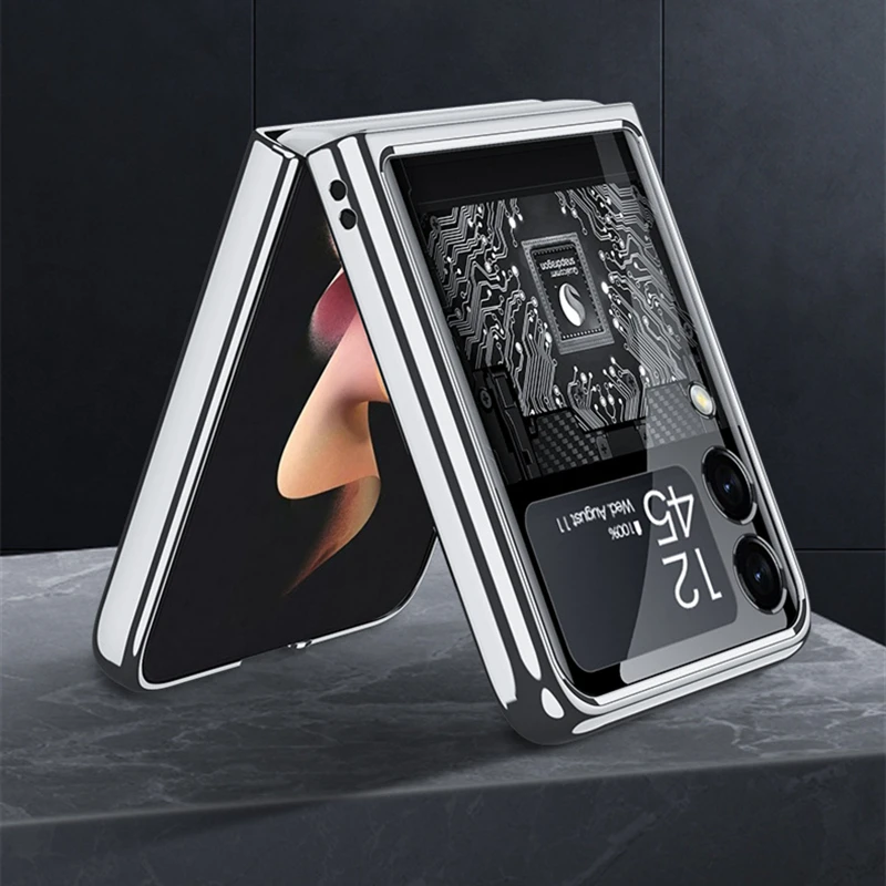 For Samsung Galaxy Z Flip 4 3 Flip4 5G Case Cover Palting Tempered Glass Hard Full Camera Protection Cover for Z Flip3
