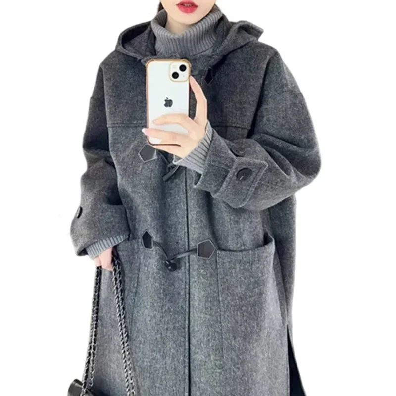 Шерстяное пальто средней длины GreyHorn элегантная куртка свободного кроя для