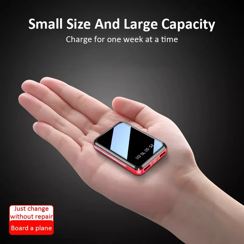 

2023New 20000mAh Power Bank Outdoor External Battery for iPhone XiaoMi Ultra-thin Portable with Digital Display 2A Fast Charger
