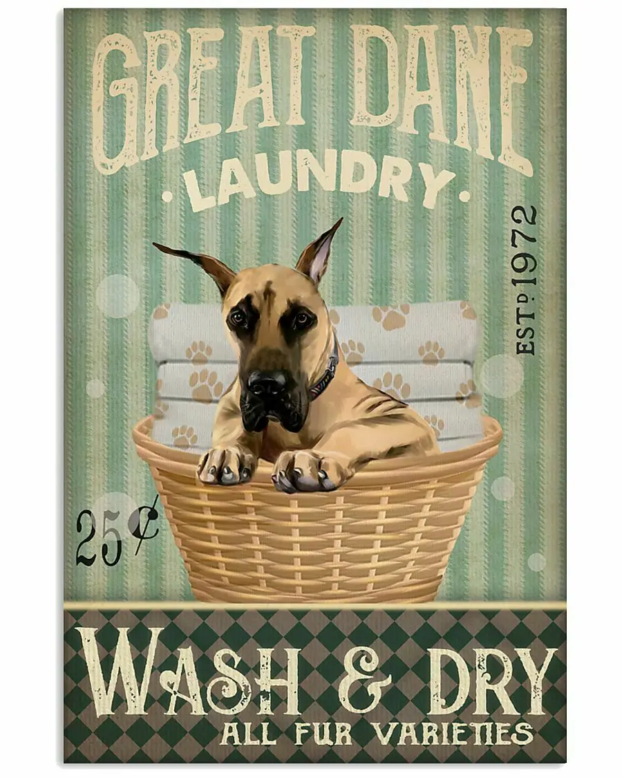 

Wash In Laundry Great Dane Metal tin sign for Living Room Study Bedroom Bar Wall Home Decor
