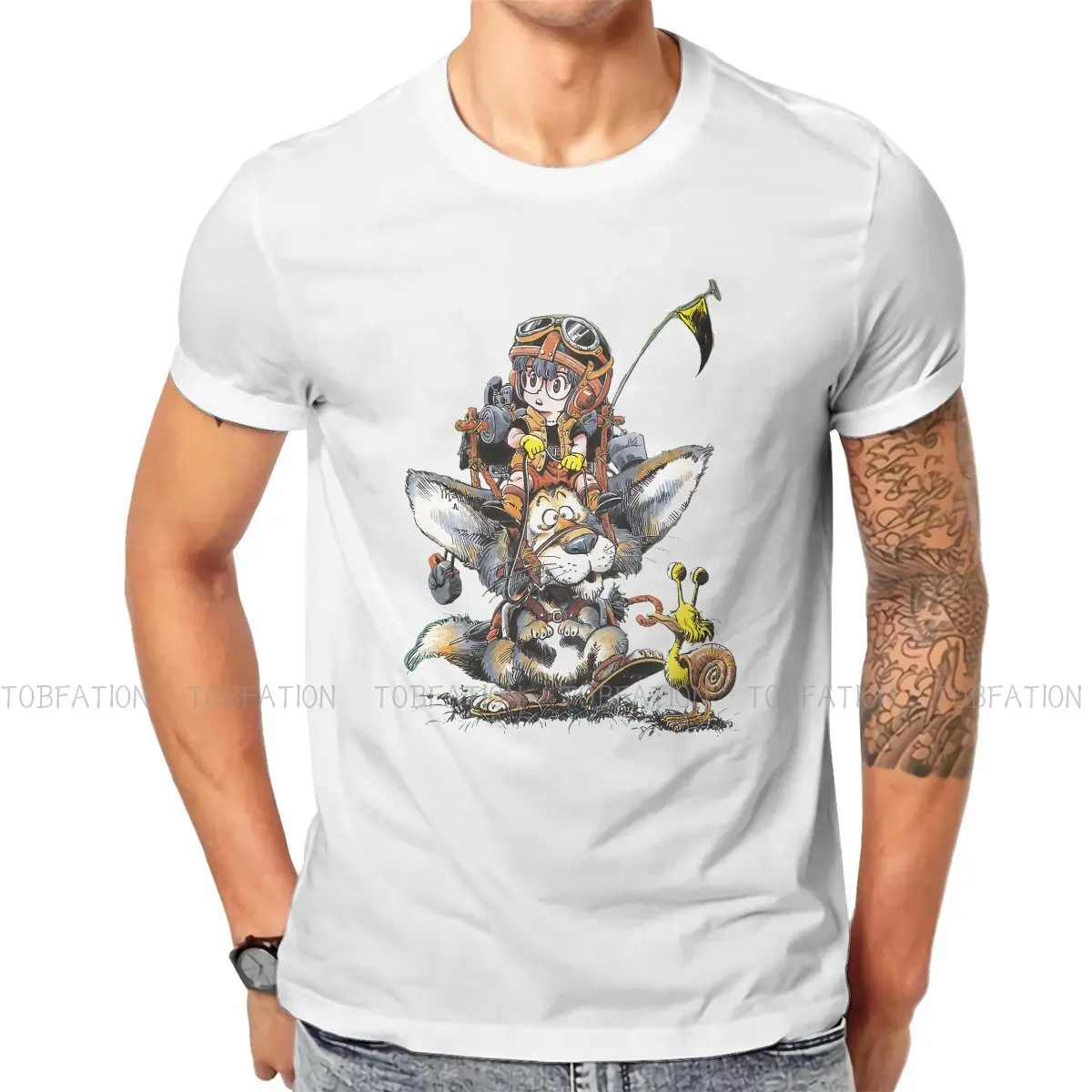 

Arale And Dog TShirt For Male Dr Slump Clothing Fashion T Shirt Homme Print Fluffy