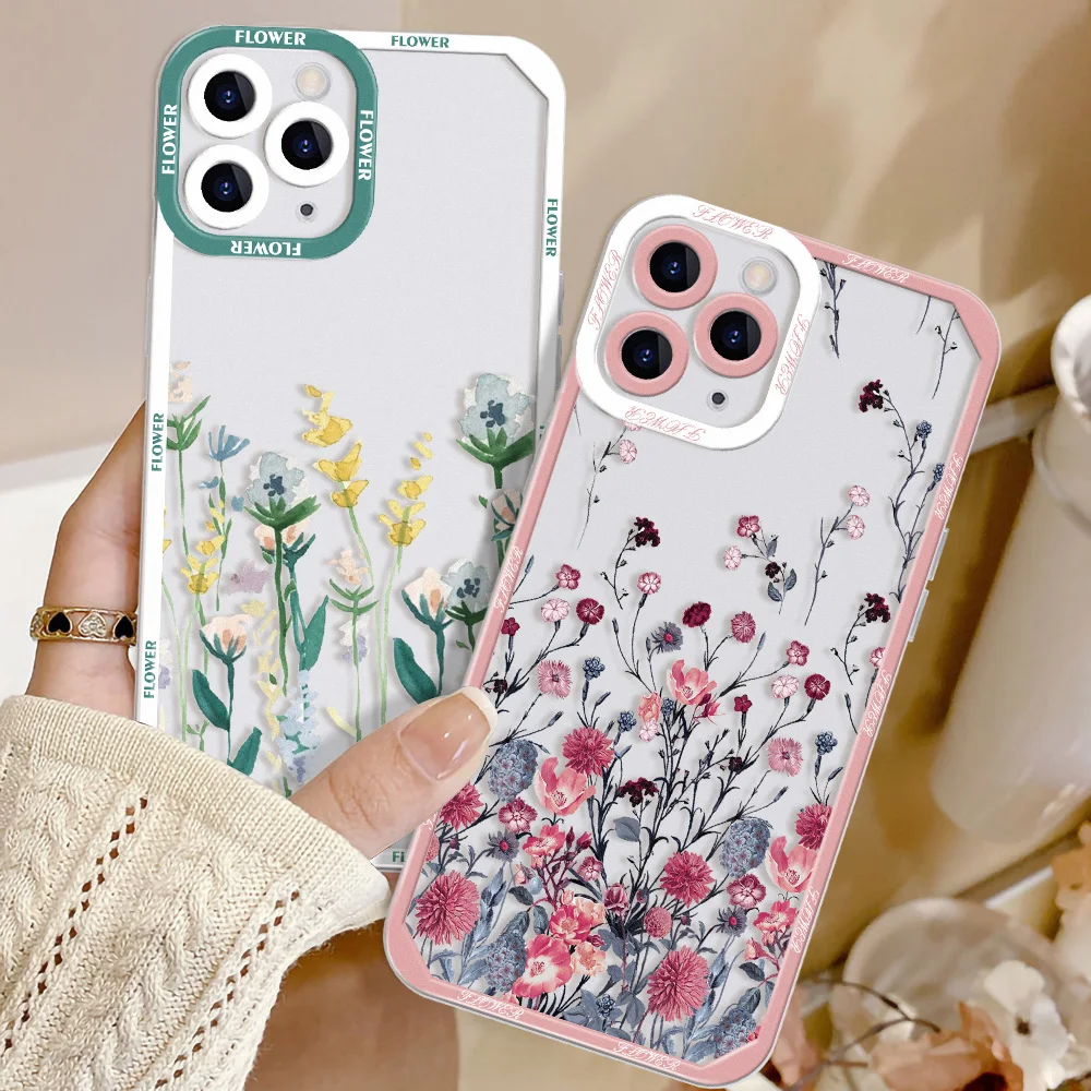 

Silicon Flower Case For iPhone 13 Fundas Iphone 11 Pro Max 13 14 Pro Max Xr X Xs 7 8 Plus SE 2020 13 Mini Soft TPU Cover Coques