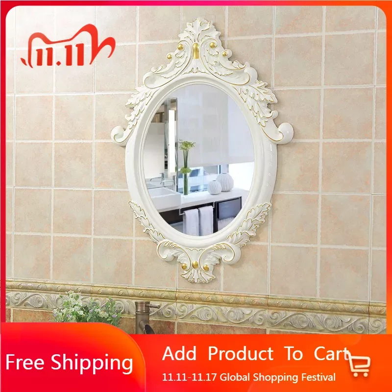 

Nursery Entrance Big Mirror Small Desk Round Luxury Halloween Mirror Trifold Styling Irregular Wandstickers Room Decor Aesthetic