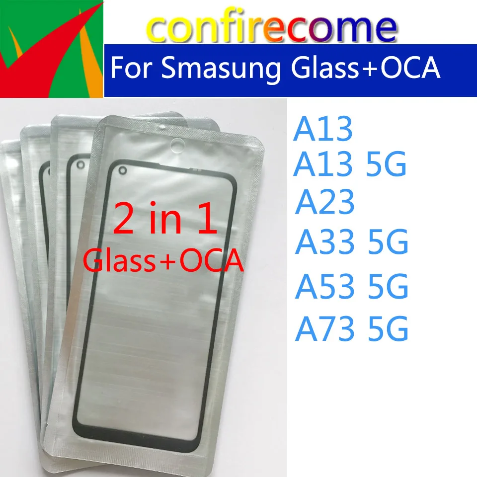 

50Pcs\Lot For Samsung A13 A23 A33 A53 A73 5G Touch Screen Front Panel LCD Outer Lens Front Glass OCA Glue