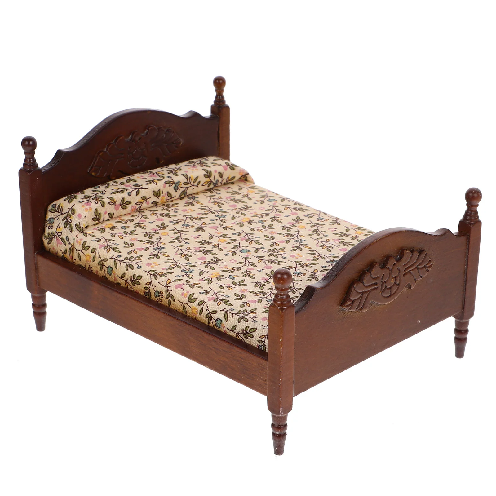 

Mini Double Bed Kit House Tiny Miniature Wooden Double-bed Furniture Twin Beds