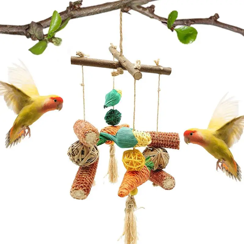 

Parakeet Toys Multi-Colored Parrot Chew Toys Bird Colorful Chewing Toys Shred Foraging Toys Comfy Perch Parrot Toys For Rope