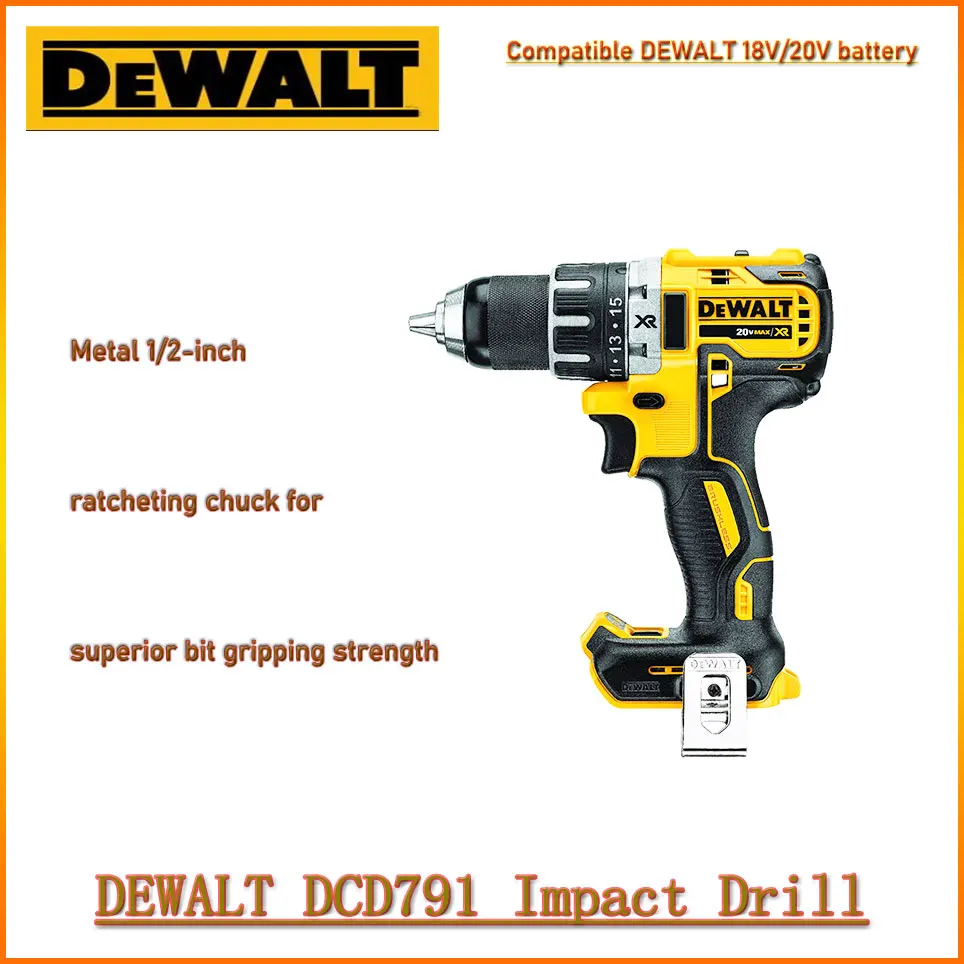 

DEWALT DCD791 18V/20V Impact Drill Lithium Battery Rechargeable Electric Screwdriver 2000RPM 100% original