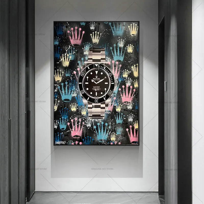 Мотивационный уличный граффити художественный постер роскошные часы поп-арт