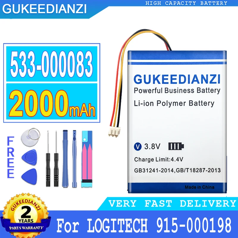 

Bateria 2000mAh High Capacity Battery 533-000083/533-000084 For LOGITECH Harmony Touch Ultimate One 915-000198 1209 High Quality