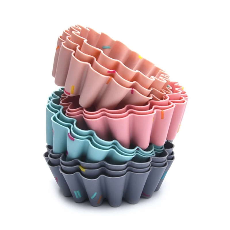 

6 Pieces Silicone Cake Mold Round Muffin Cupcake Baking Molds DIY Cake Decorating Tool Wedding Birthday Party Decoration 667A