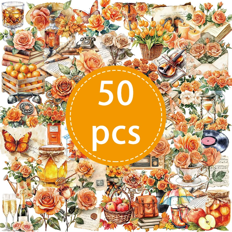 

50 шт., креативная оранжевая наклейка в стиле граффити, сделай сам, багажная тетрадь, скейтбординг, канцелярские принадлежности, дневник, шлем, мотоцикл, водонепроницаемые наклейки