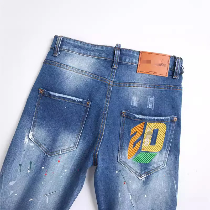 Синие шорты DSQ мужские брюки с пятью точками D2 модные для волос ICON Xintang краской