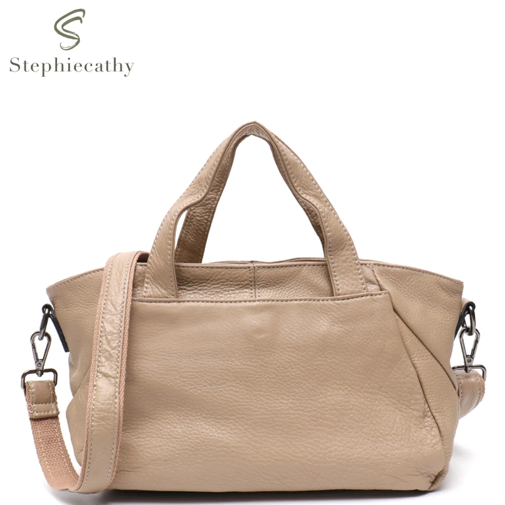 SC Luxury Cowhide Top-Handle Bag For Women Casual Tote Soft Genuine Leather Shoulder Purse Ladies Daily Crossbody Handbag Bucket