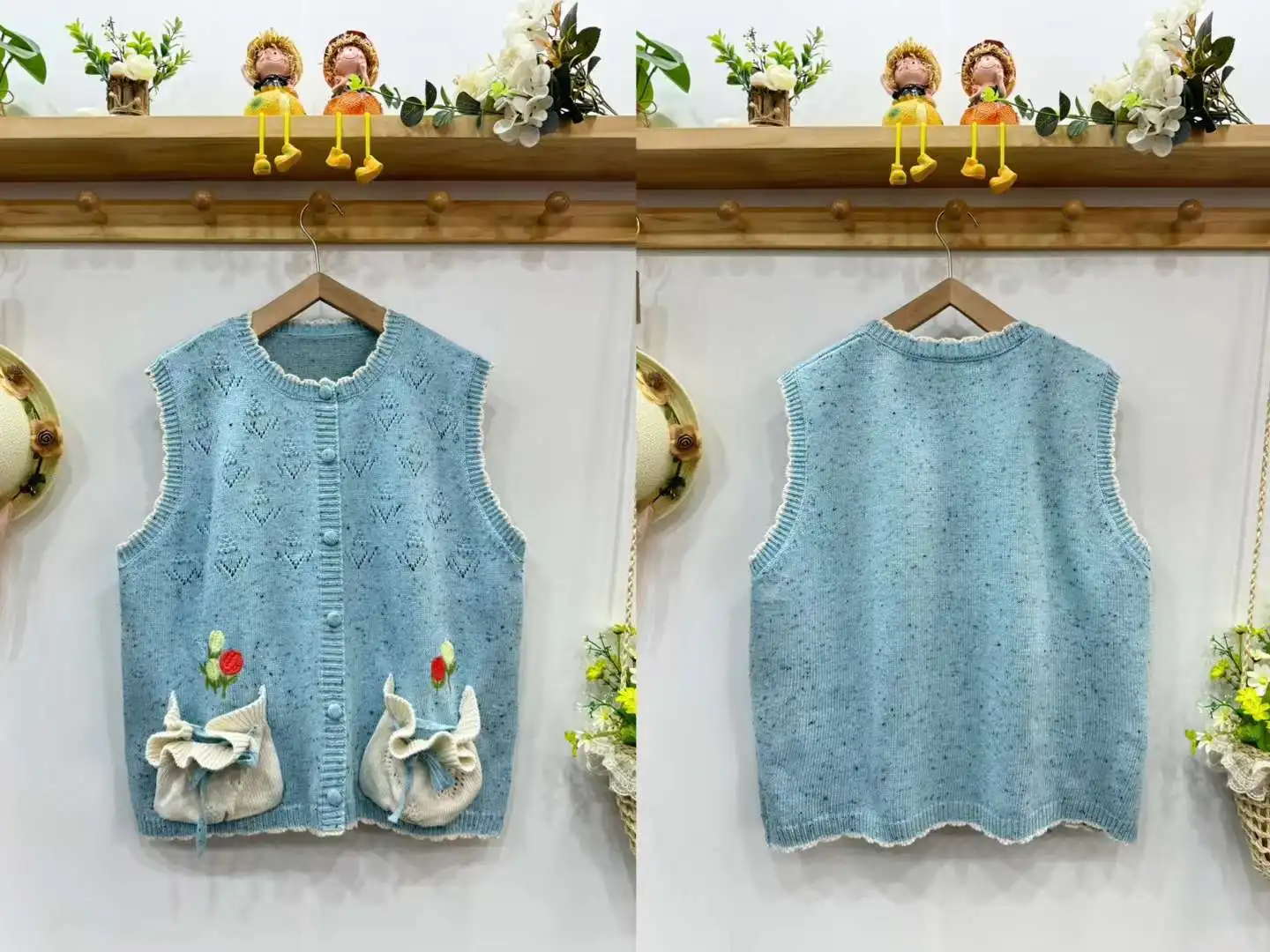 Японский винтажный свитер Mori Girl с вышивкой Kawaii жилет женский осенний вязаный