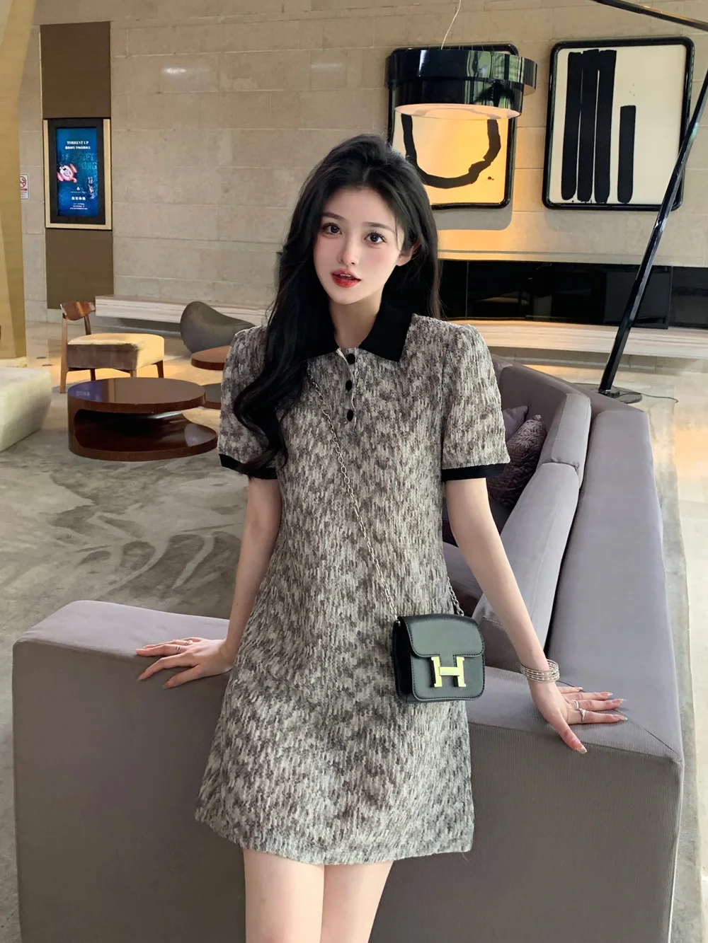 

Женское платье поло во французском винтажном стиле, модное элегантное универсальное и удобное