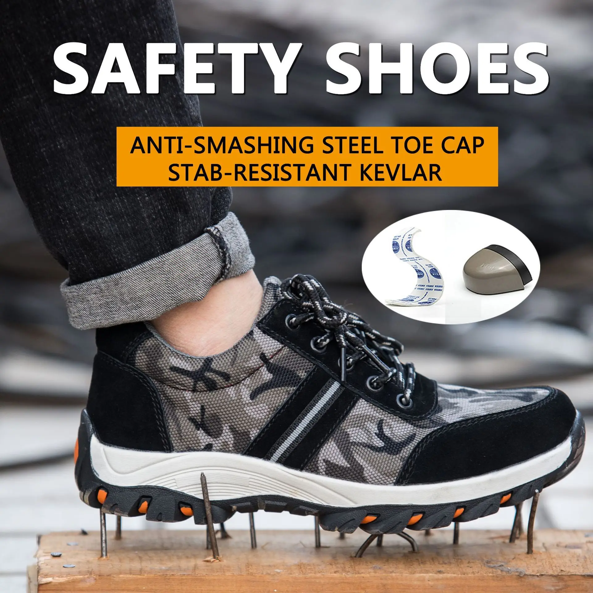 

Indestructible Man Safety Shoes Light Non-Slip Work Sneakers Breathable Shoes Men Steel Toe Puncture Proof Air Mesh Safety Boots