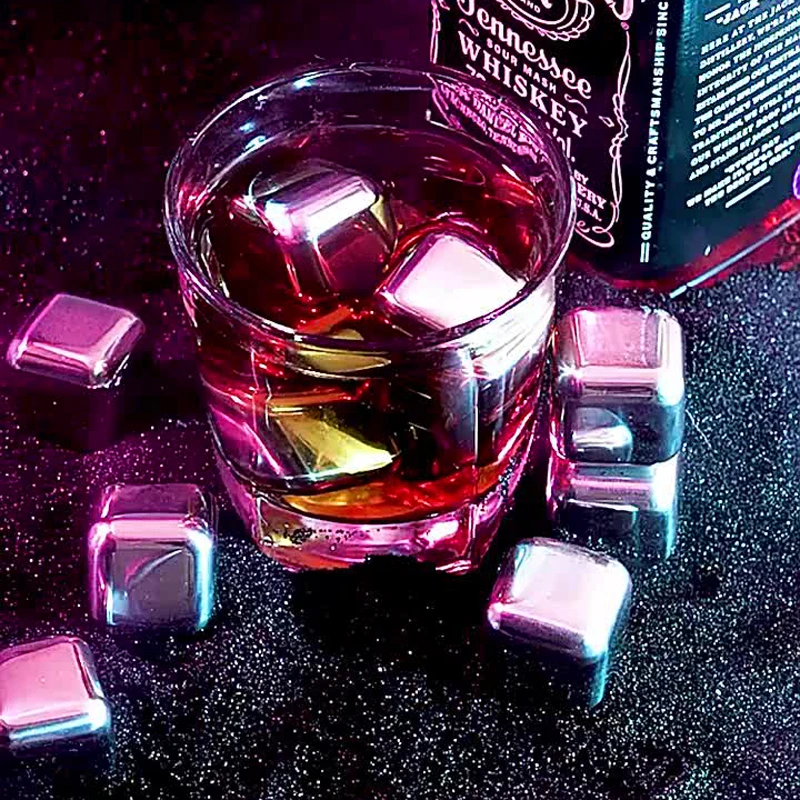 

Square Ice Cubes 304 Stainless Steel Ice Cubes Reusable Quick-frozen Ice Grain Beer Iced Whiskey Red Wine Chilling Stones Ice