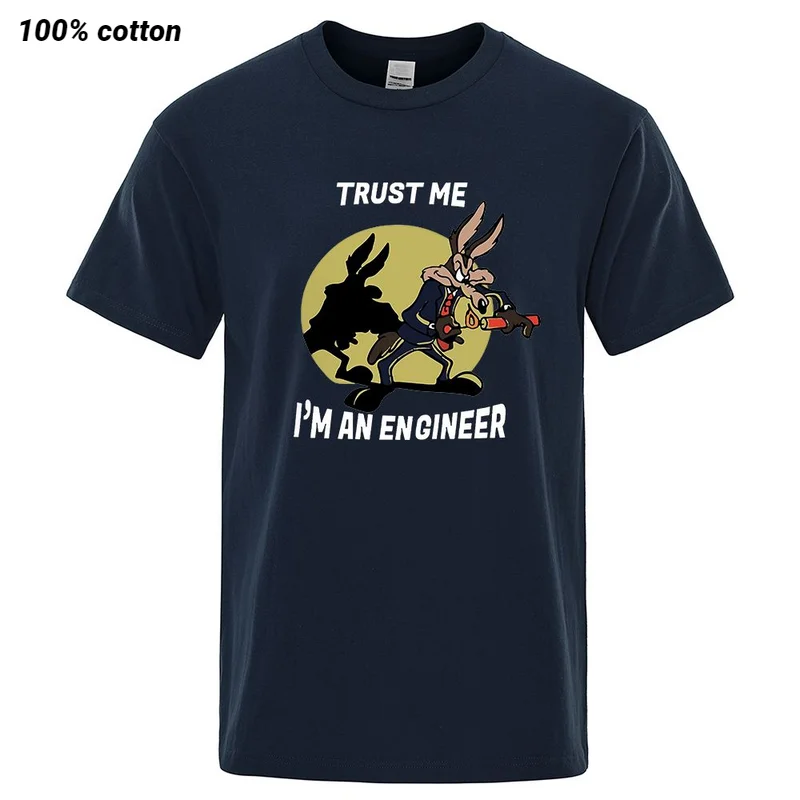 

Trust Me Im An Engineer T Shirt For Men Pure Cotton Vintage T-Shirt Round Neck Engineering Tees Classic Man Clothes Oversized