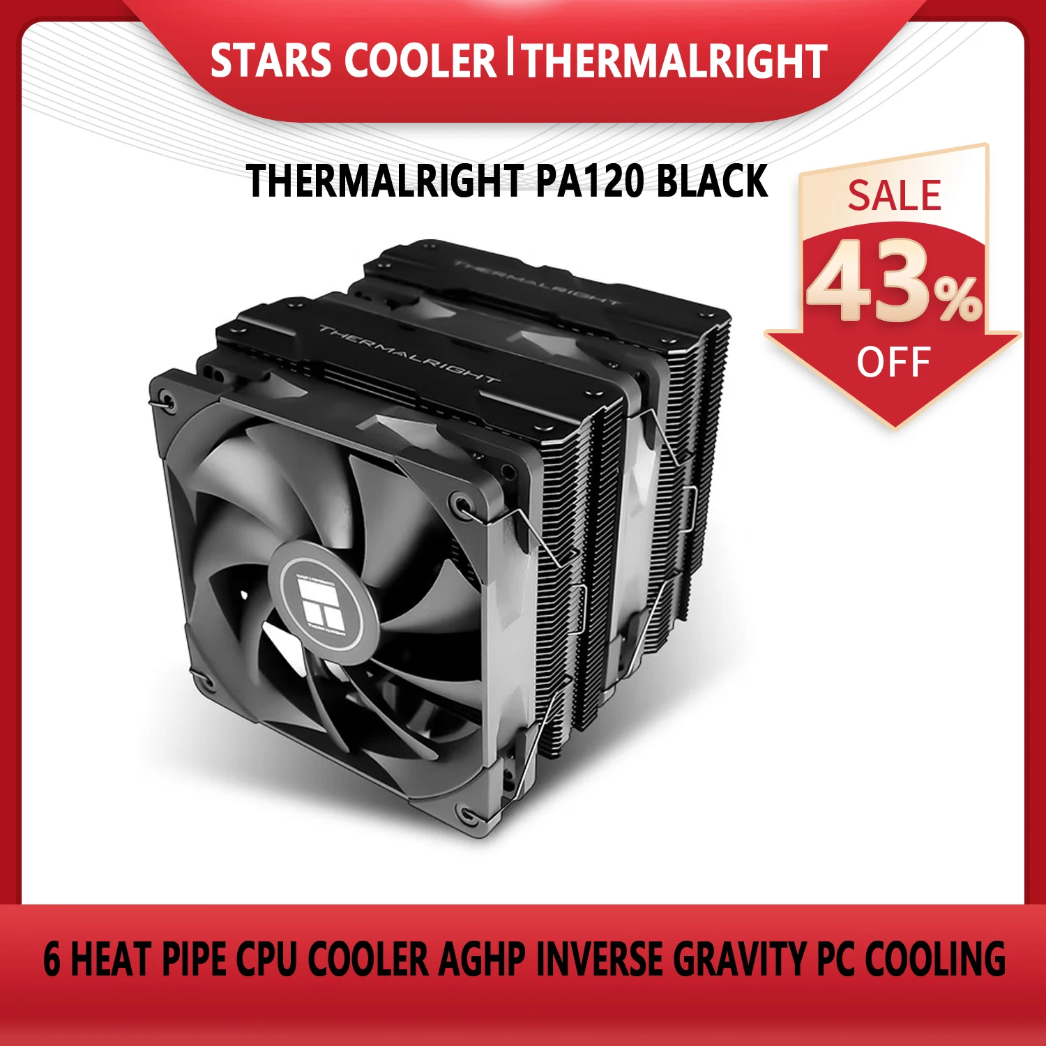 

Thermalright PA120Black SE 6 Heat Pipe CPU Cooler For LGA1700 1200 1150 2011 AM4 /AGHP Anti-Gravity PC Cooling Dual Fan Heatsink