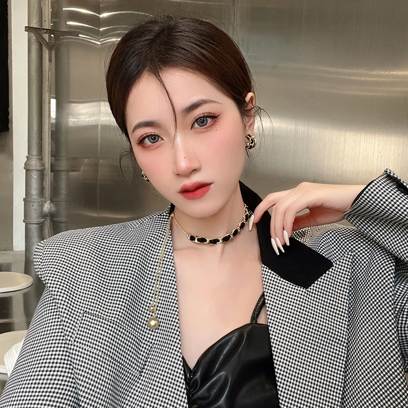 Корейский Новый дизайн модные ювелирные изделия черное ожерелье из