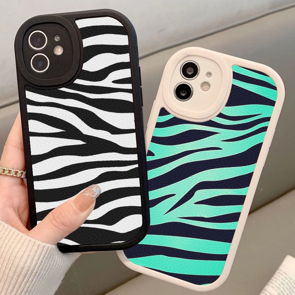 

Lovely Cartoon Zebra Pattern Lambskin Phone Case Diy for Iphone 13 12 11 14 Pro MAX MiNi 7 8 14 Plus XS XR 13pro Covers