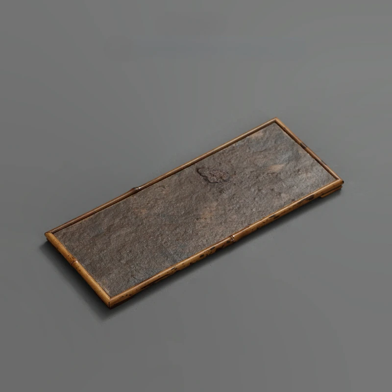

Rectangular Tea Pot Tray Luxury Dark Bamboo Stone Drying Modern Chinese Tea Tray Table Tiered Plateau De Service Household Items