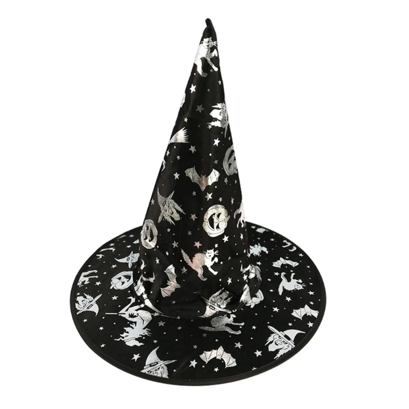 

Party Hat Witch Hat Cartoon Printed Adult Costume Wizard Hat Magican Hat Hat Halloween Witch Hat Halloween Witch Costume