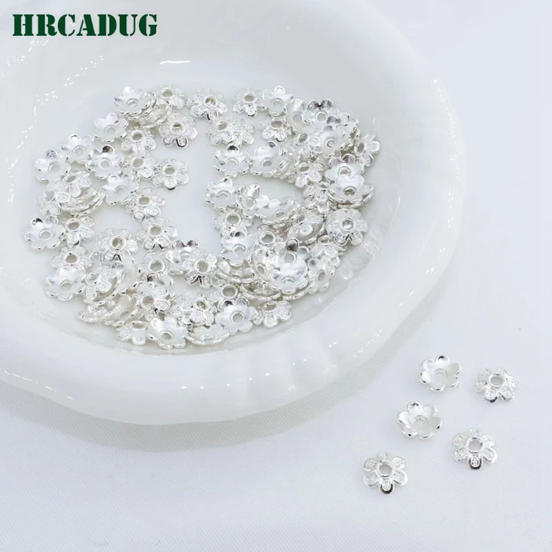 7mm Jewelry Accessories Bead Caps 18K Gold Plated Metal Small Flower Bead Caps DIY Bracelet Necklace Making Supplies End Caps