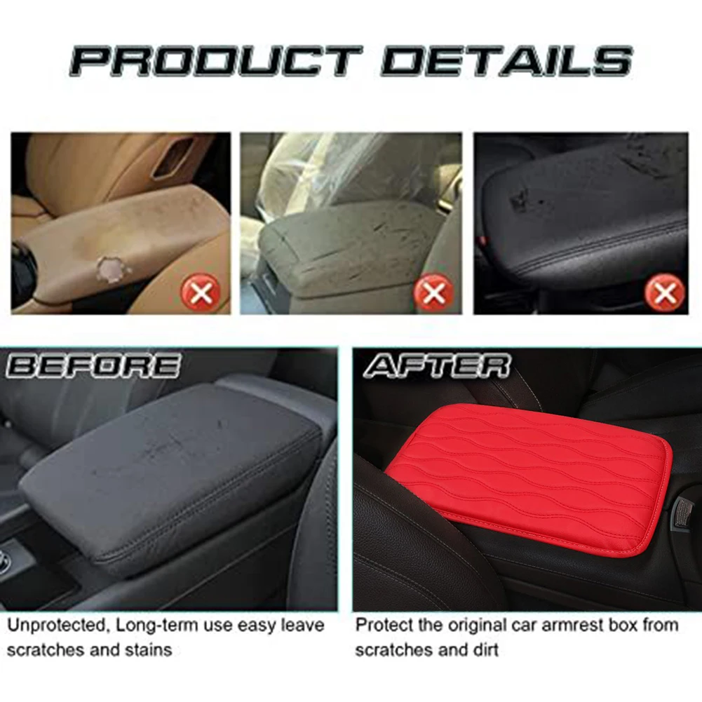 

Leather Car Armrest Mat Universal Interior Auto Armrests Storage Box Mats Dust-proof Cushion Cover Armrest Protector