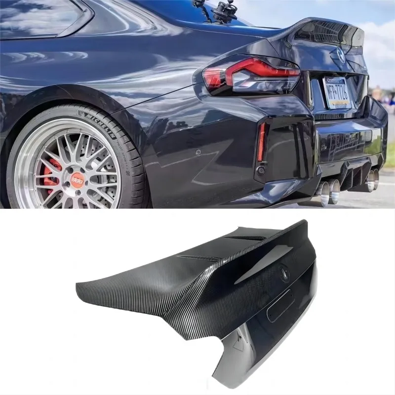 

Сухое углеродное волокно Автомобильный задний бампер, защитная крышка багажника, крышка багажника, Обложка, панель спойлера CSL для BMW 2 серии M2 G87 2 двери 2023 +