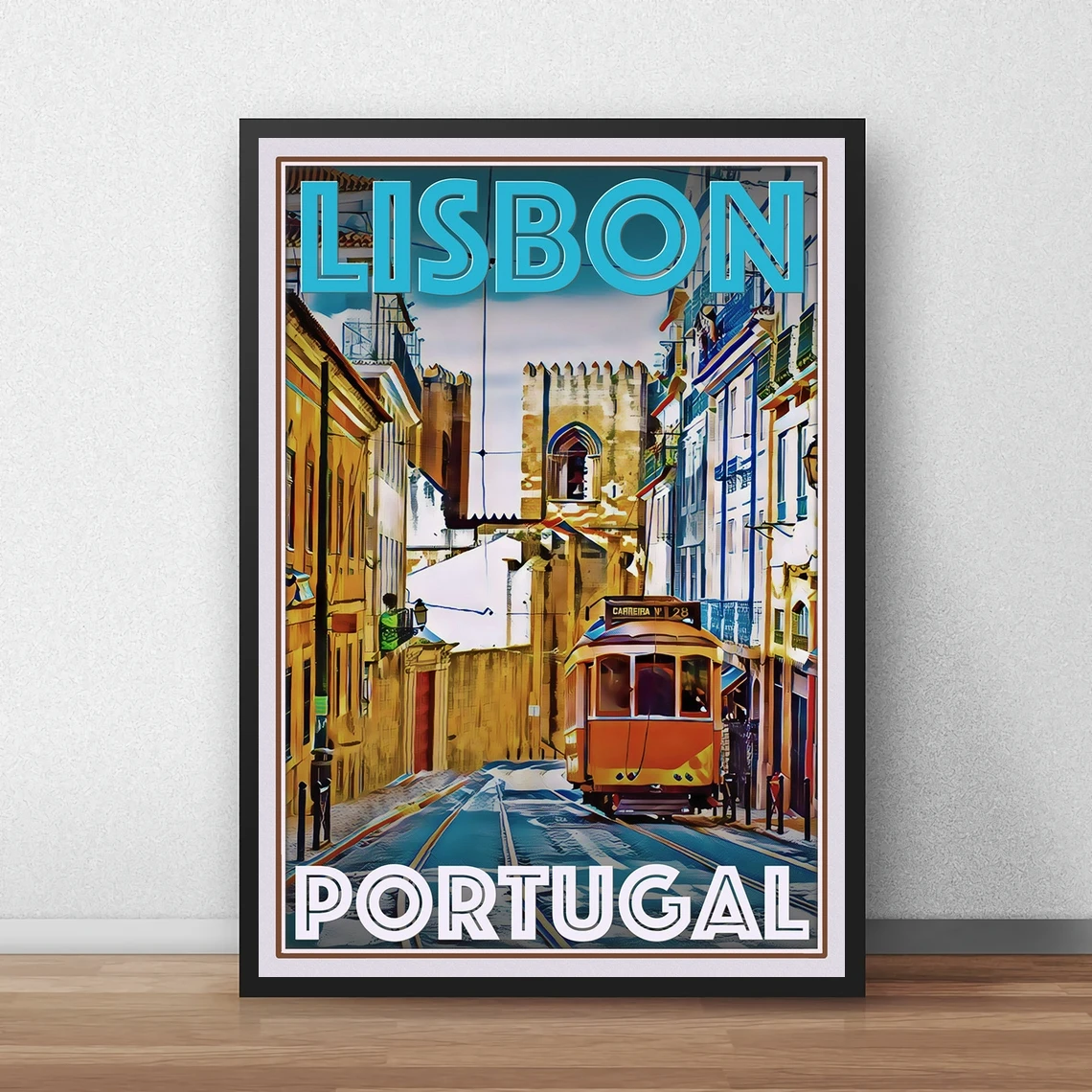 Лиссабон Португалия Ретро стиль Постер для путешествий HD Печать на холсте