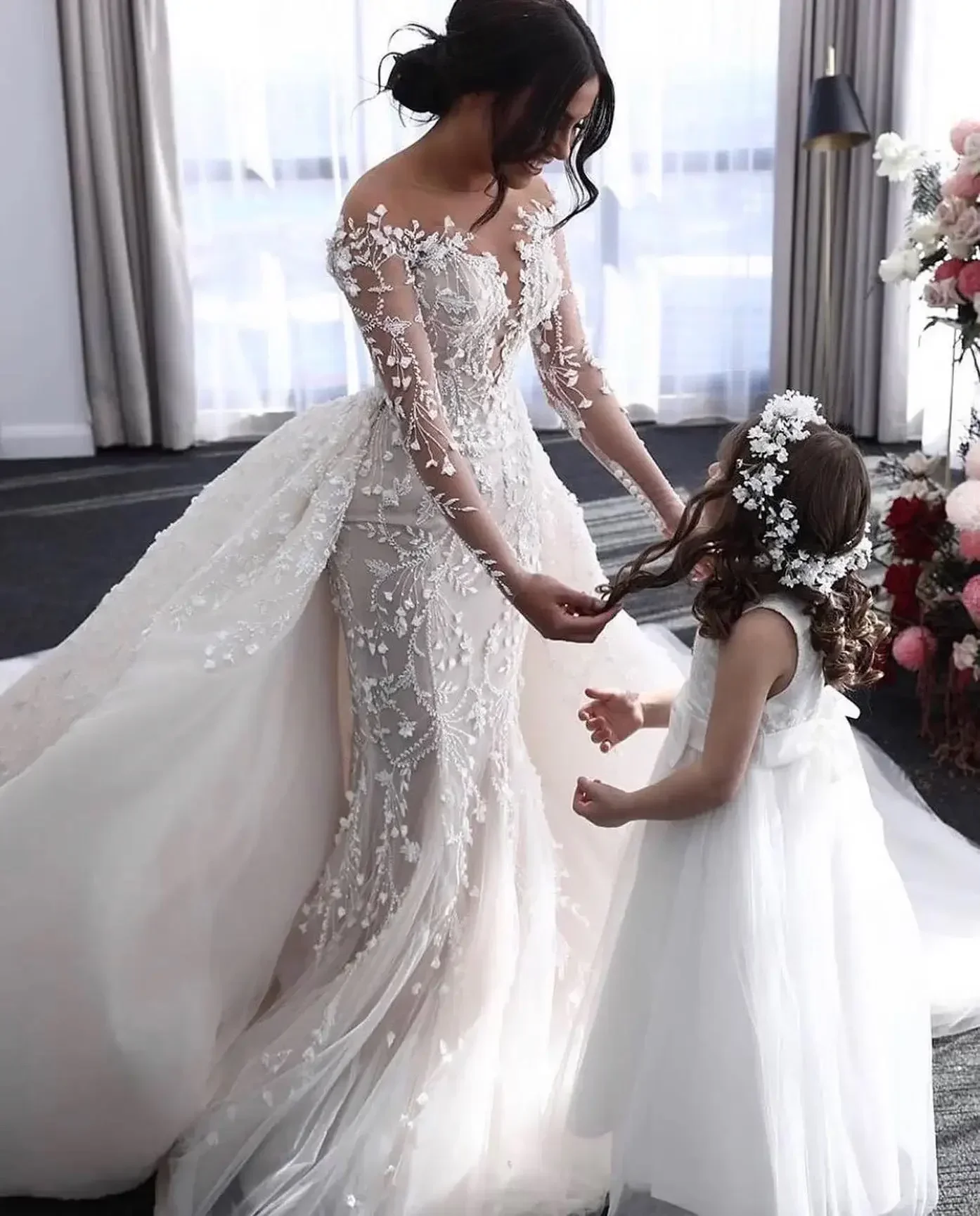 Фото Customzie Высококачественное индивидуальное платье Vestido De Novia Desmontable, кружевное свадебное платье Noiva Sereia, платья de novia №4