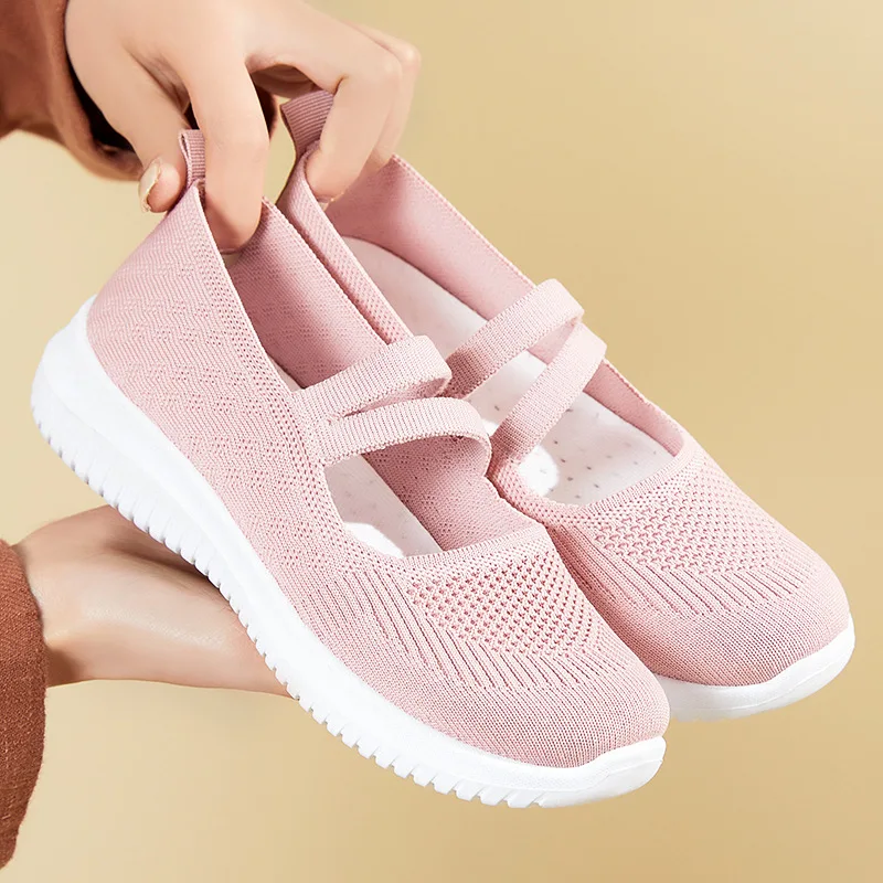 

Women's Shoes 2023 Large Size Breathable Flying Woven Woman Vulcanize Sneakers Flat Soft Soles Designer Casual Walking Footwear