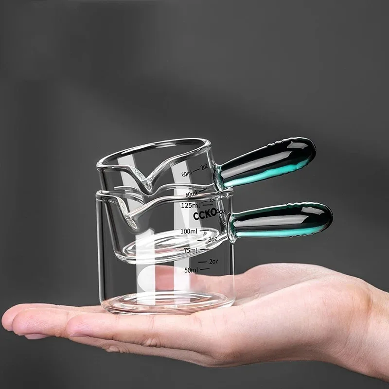 YWDL 60/125 мл мерный стакан для эспрессо со стеклянной ручкой V-образный горшок