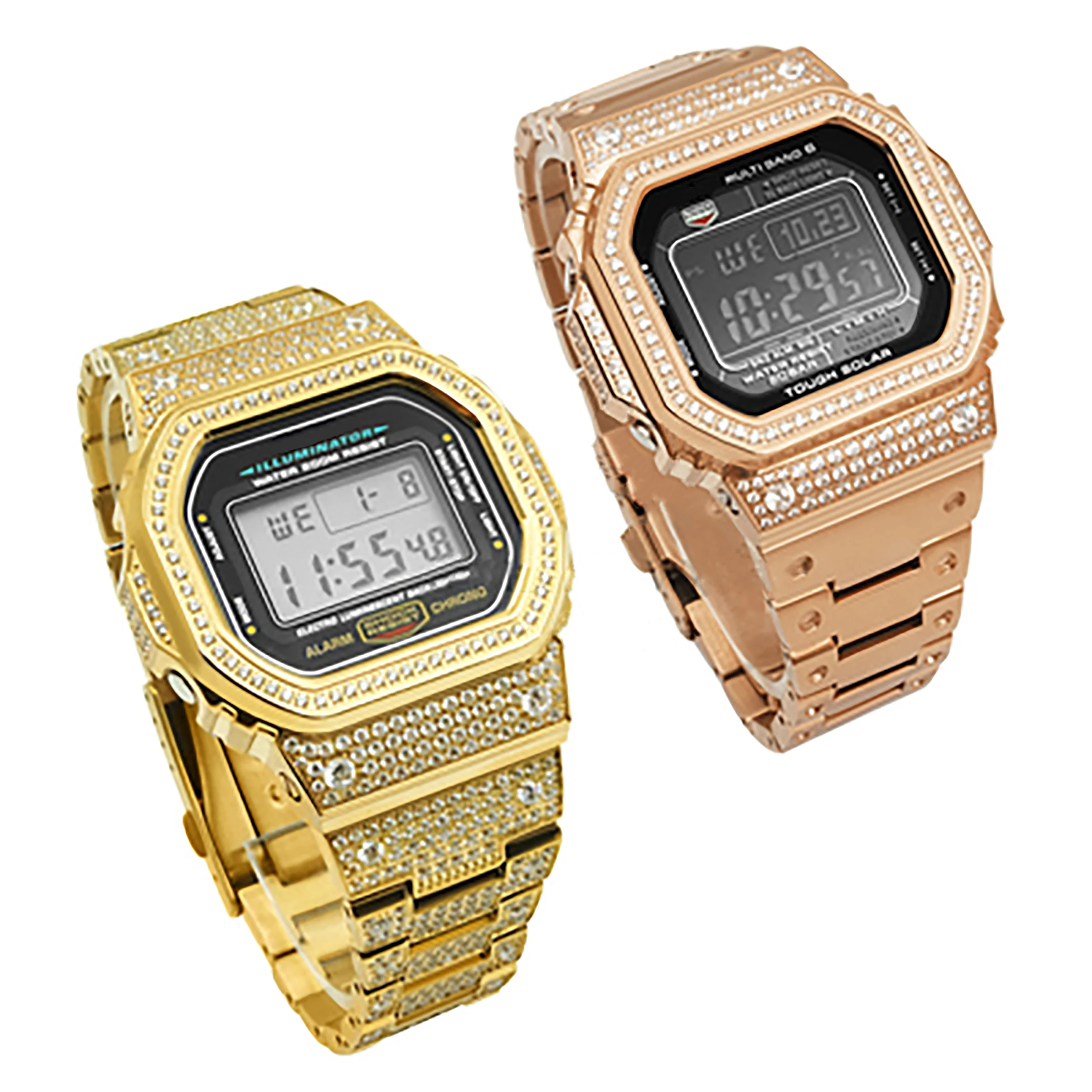 5600/5610/5035mm/5000mm/2100mm Steel Watch Bezel Strap with Diamond for DW5600 GW5000 GLX5600 GW-M5610 Watch Diamond Band Case