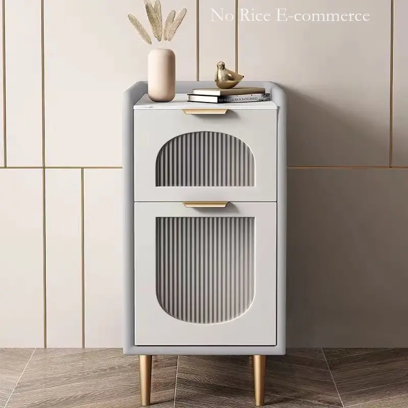 

Итальянский кожаный шифер, стол из массива дерева, современный минималистичный маленький мини ультраузкий прикроватный шкаф, мебель