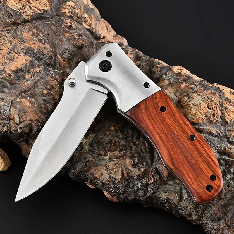 Складной нож 7Cr13 с рукояткой из розового дерева Универсальный Тактический