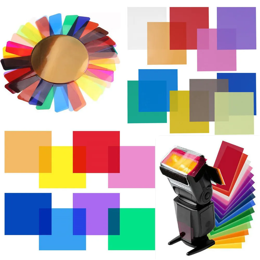 Фильтры для вспышки 12/20 цветов, набор карточек с гелевыми фильтрами для фотосъемки для вспышек Canon Nikon YongNuo Godox Speedlite.