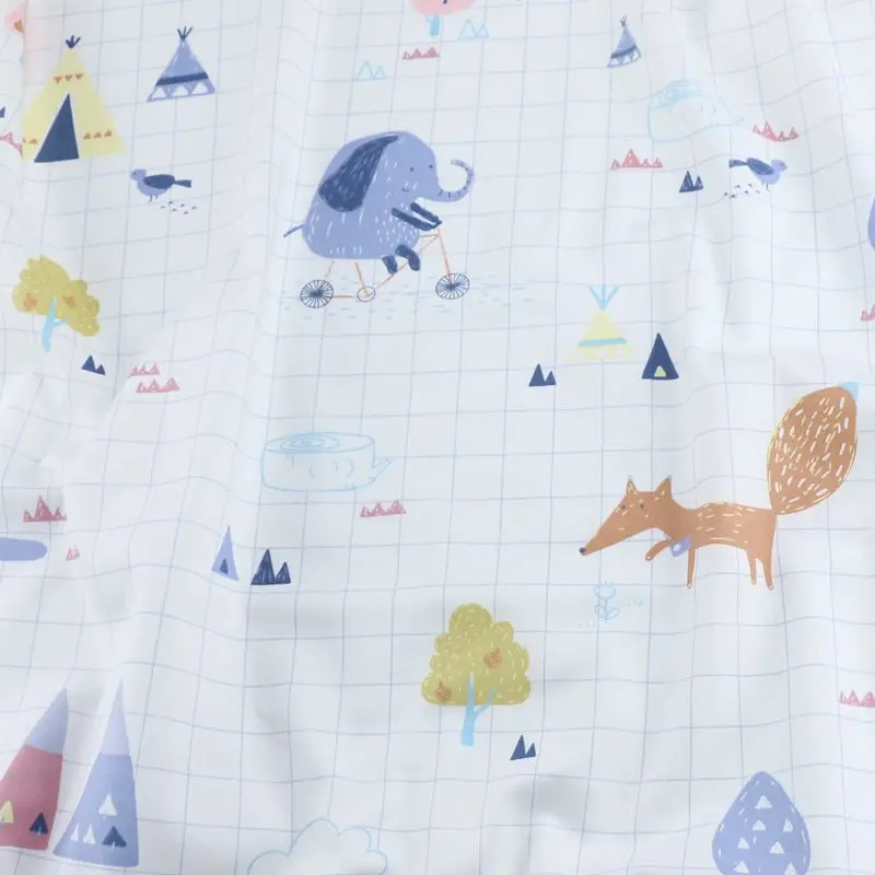 Детская хлопчатобумажная ткань саржевая с принтом щенка слона простая 100% хлопок