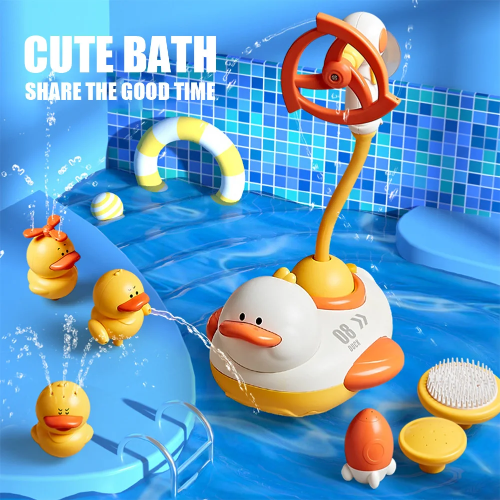 

Children Bathing Toys Cute Shape Water Rotated Spray Duck Durable Water Shower Toys with Sucker Parent-Child Interaction Game
