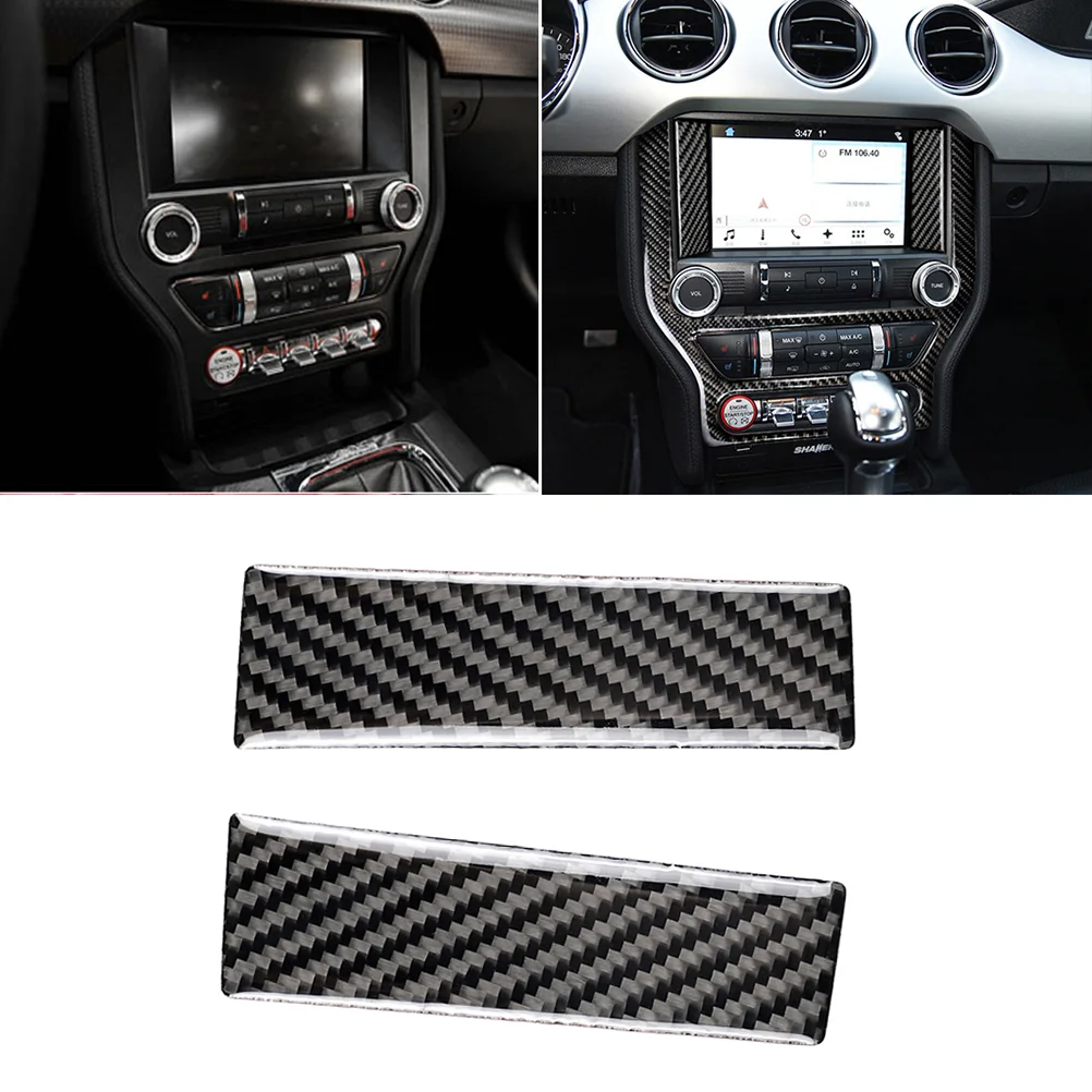 

2pcs Carbon Fiber Central Control CD Panel Cover Trim Sticker Car Styling Accessories Compatible with Mustang