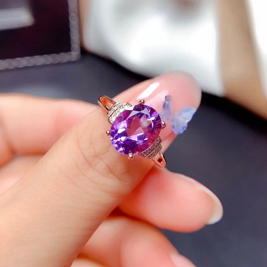 

Женское Открытое кольцо Caibao, овальное кольцо с имитацией фиолетового аметиста