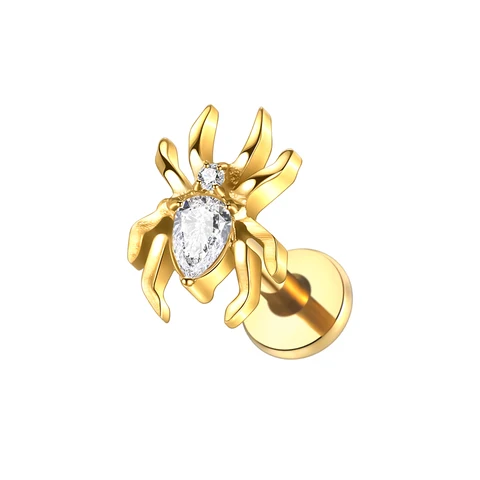 SWANJO титановые серьги-гвоздики паук 16G