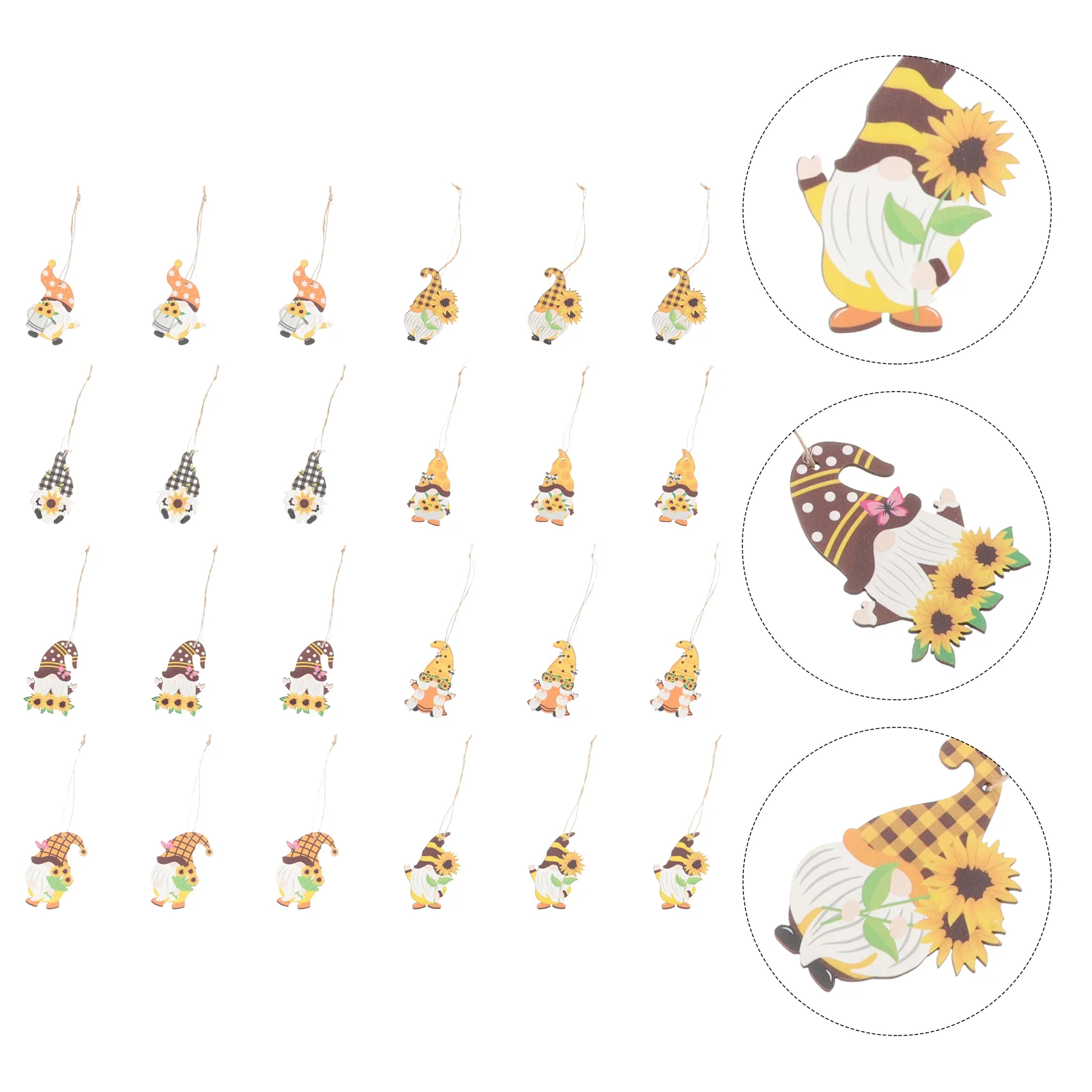

24 Pcs Harvest Festival Pendant Gnome Hanging Ornament Fall Decor Home Delicate Wooden Household Thanksgiving Supplies Party
