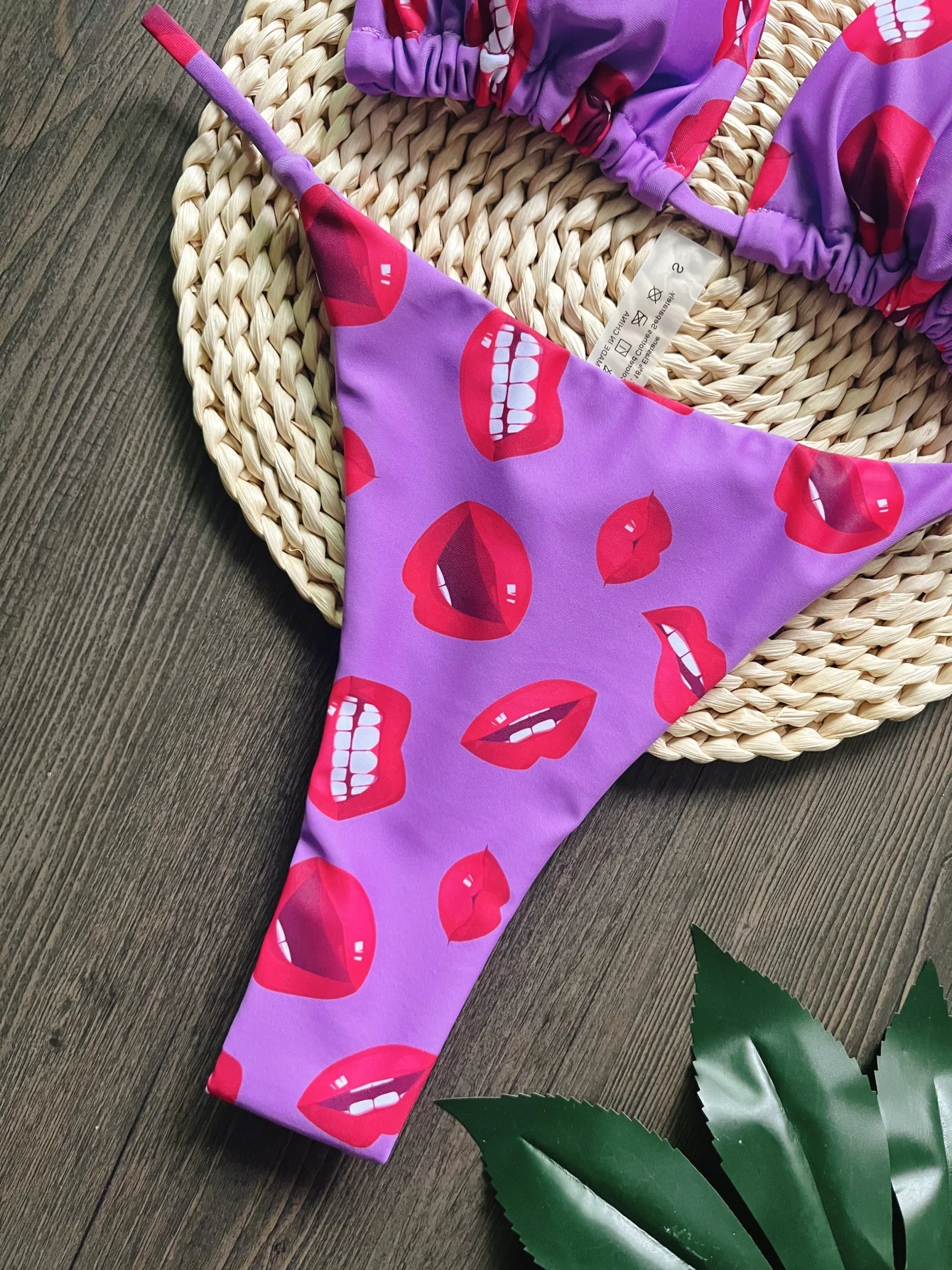 Треугольный комплект бикини купальник с принтом сексуальный женский бандажная