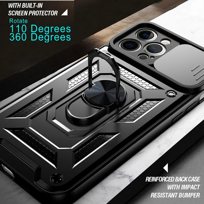 New 14 Funda Case for 14 Pro Max 14 Plus 11 12 13 Pro Max XS Ring Stand Armor Anti-fall Coque Camera Protection Phone Case Cover